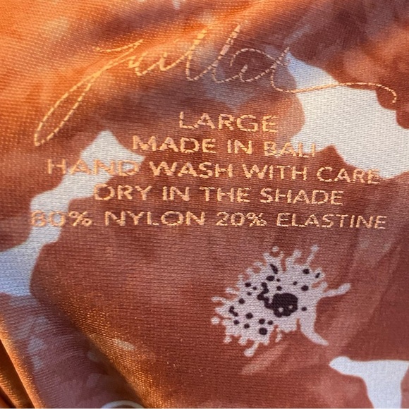 Juillet Swim Floral One-Piece Swimsuit Rust Red Ruched Adjustable High-Leg - Picture 4 of 4